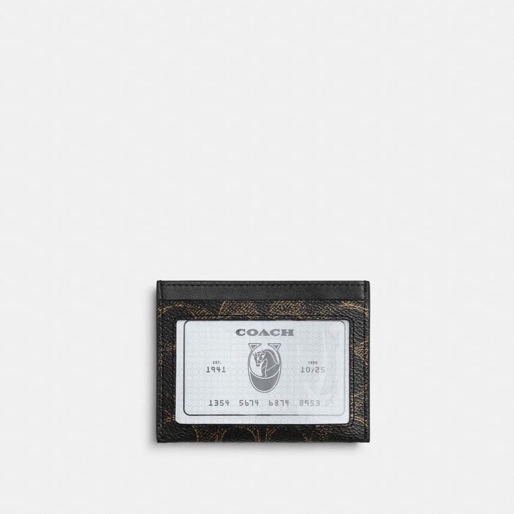 Coach Slim Id Card Case In Loved Signature Canvas Brown