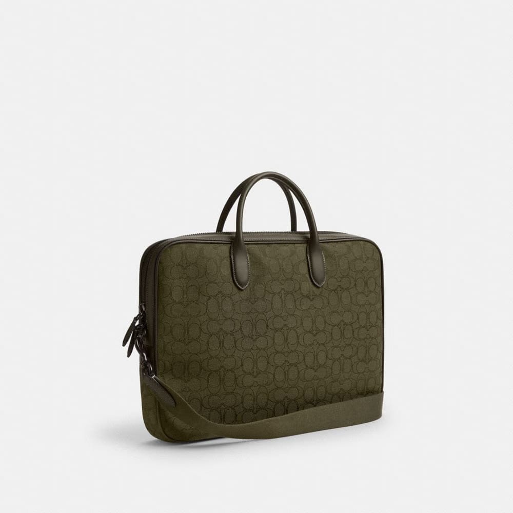 Coach Theo Work Bag In Signature Jacquard Olive Drab