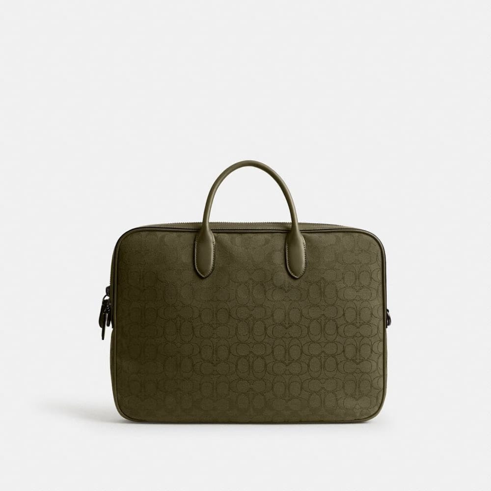 Coach Theo Work Bag In Signature Jacquard Olive Drab