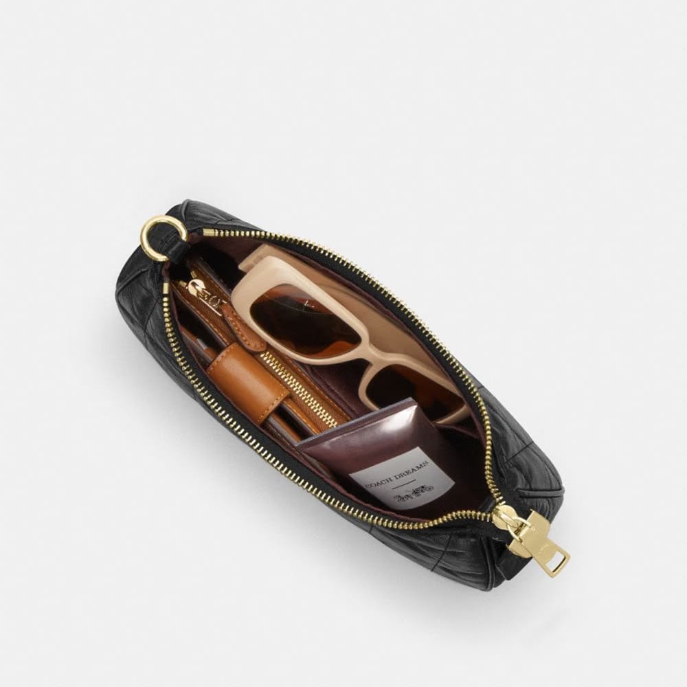 Coach Teri Shoulder Bag With Quilting Gold Black