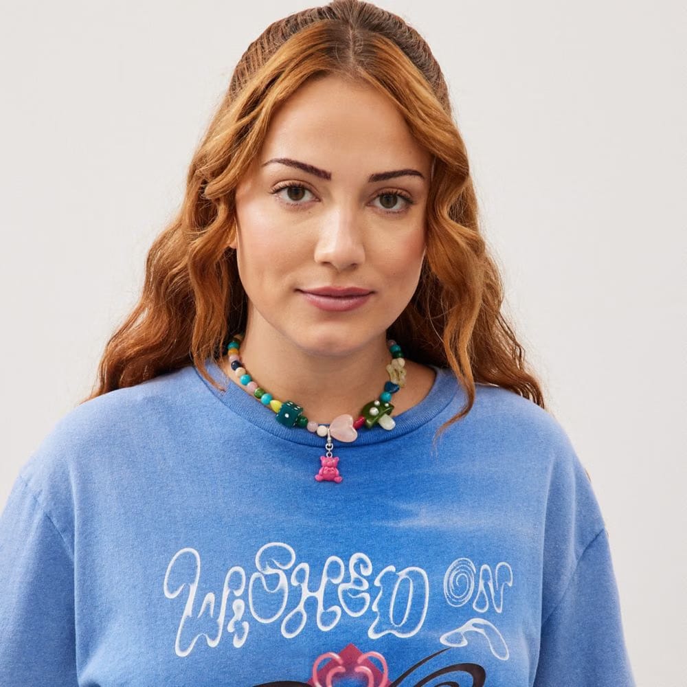 Coach Charm Necklace In Recycled Materials Metal Multi