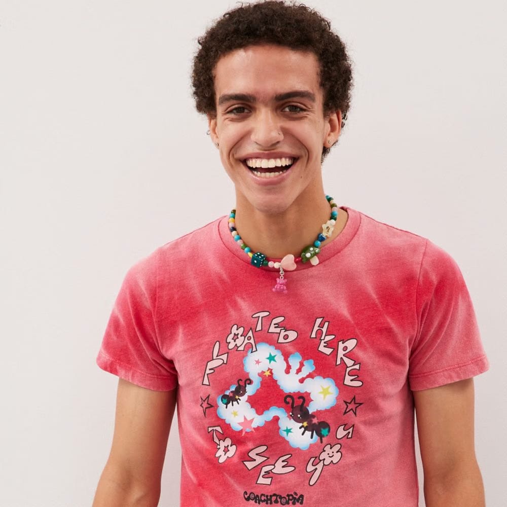 Coach Charm Necklace In Recycled Materials Metal Multi