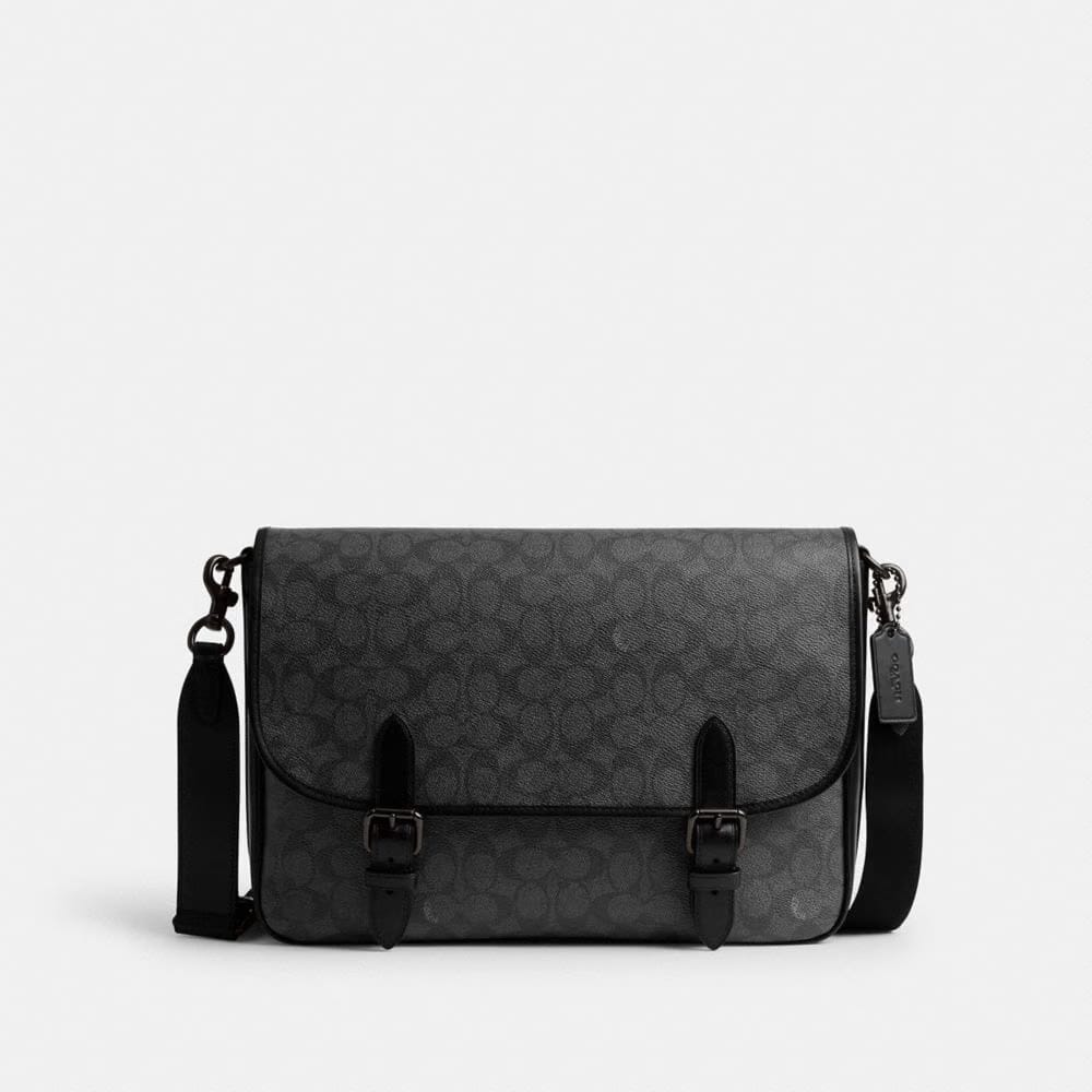 Coach Hitch Messenger Bag In Signature Canvas Charcoal