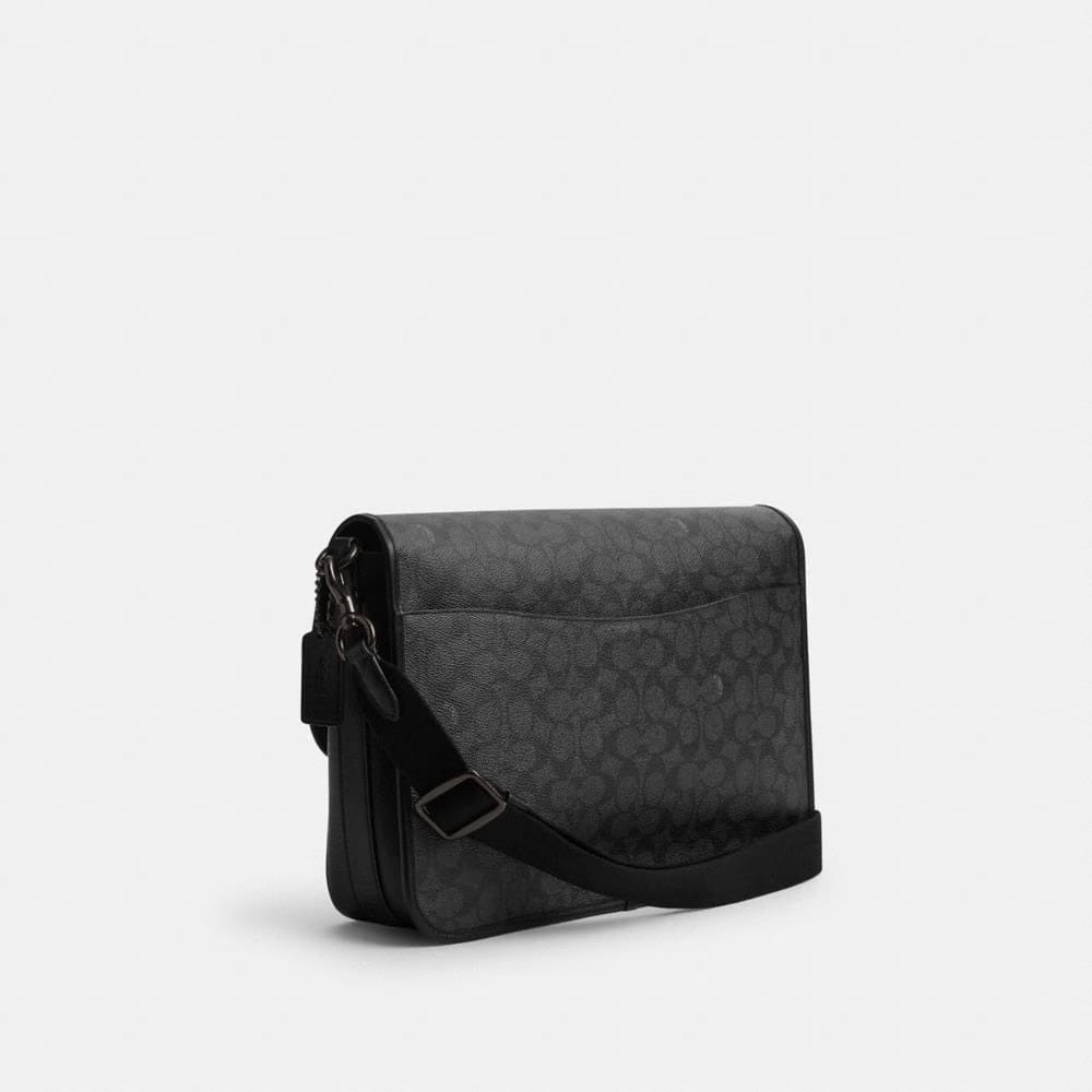 Coach Hitch Messenger Bag In Signature Canvas Charcoal