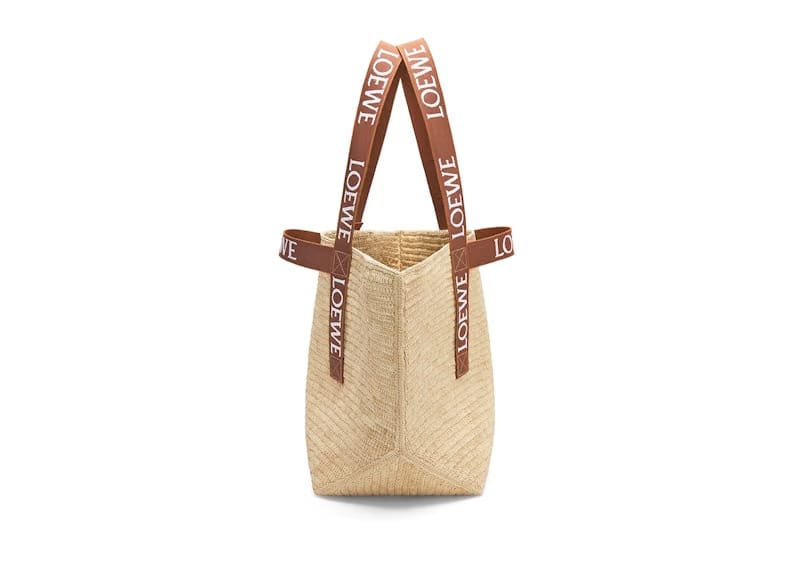LOEWE Fold Shopper In Raffia Natural/Tan