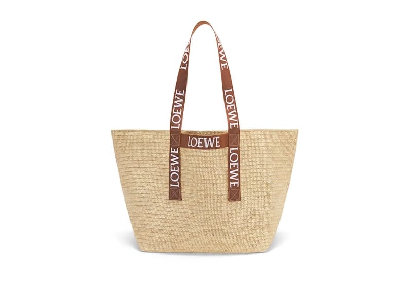 LOEWE Fold Shopper In Raffia Natural/Tan