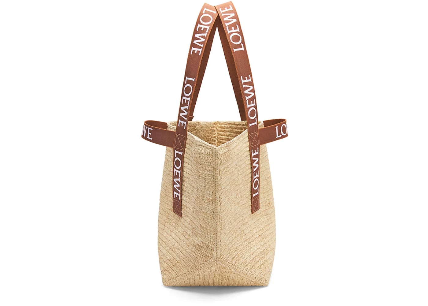 LOEWE Fold Shopper In Raffia Natural/Tan