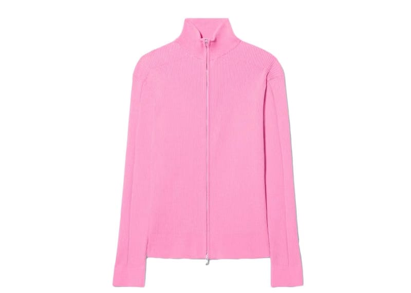 Jacquemus Le Gilet Frescu Zip Up Ribbed Sweater Pink