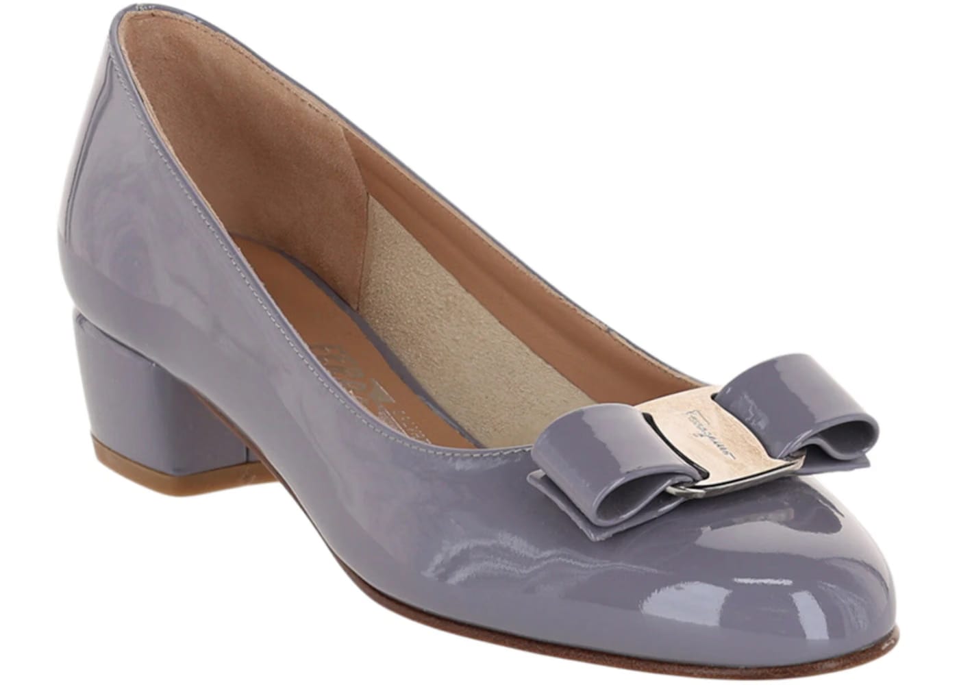 Ferragamo Vara Bow Patent Leather Pump Ematitite (Women's)