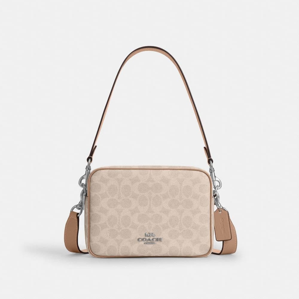 Coach Carey Crossbody Bag In Signature Canvas Silver Sand Taupe