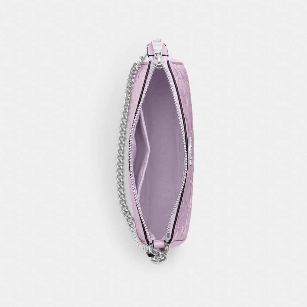 Coach Nolita 19 In Signature Leather With Heart Charm Silver Light Violet