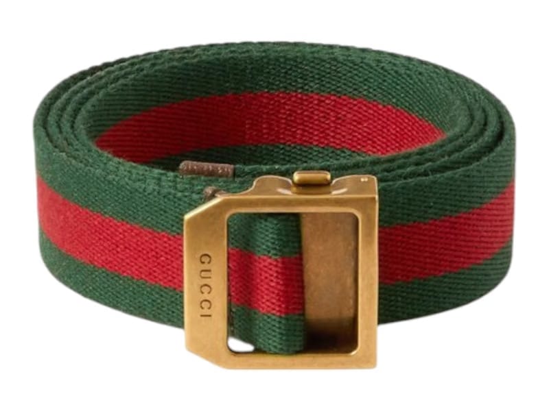 Gucci Striped Webbing Belt Red Green