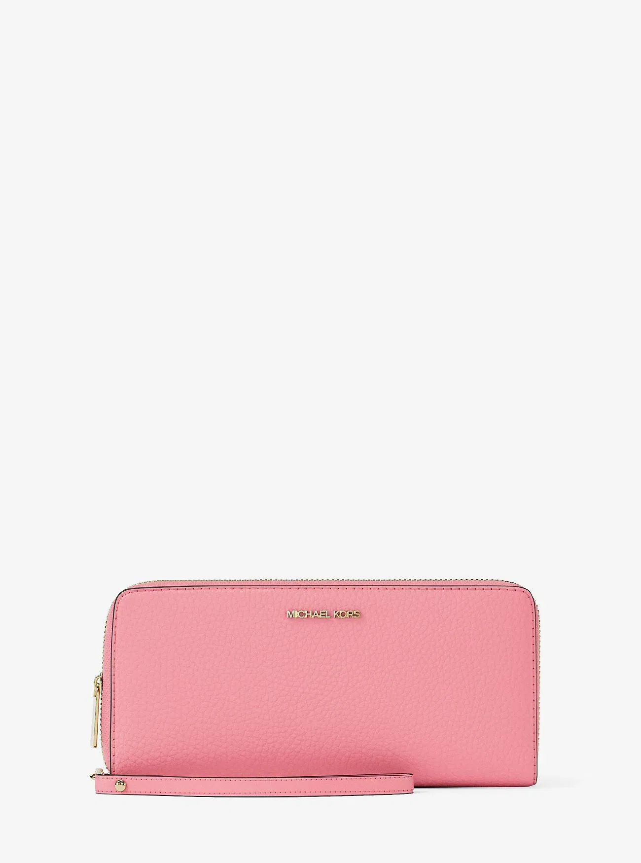 Michael Kors Jet Set Travel Large Pebbled Leather Wristlet Carnation