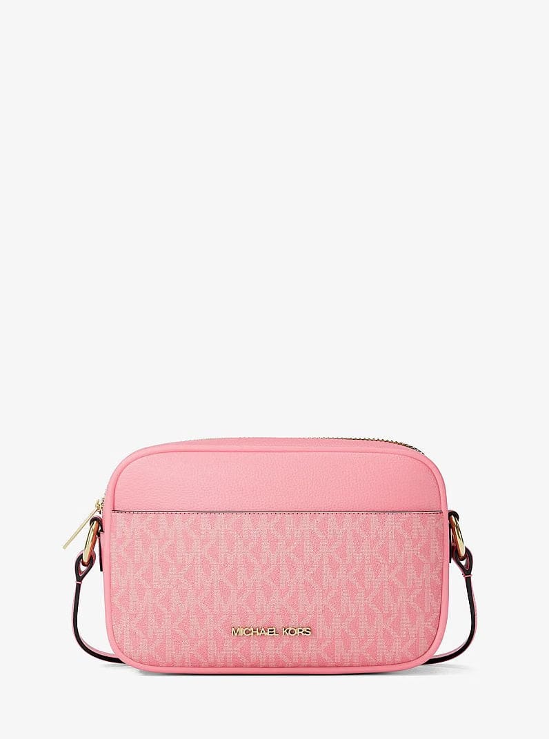 Michael Kors Jet Set Small Signature Logo Camera Crossbody Bag Carnation