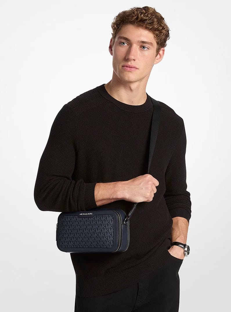 Michael Kors Cooper Signature Logo Crossbody Bag Admrl-Plblue