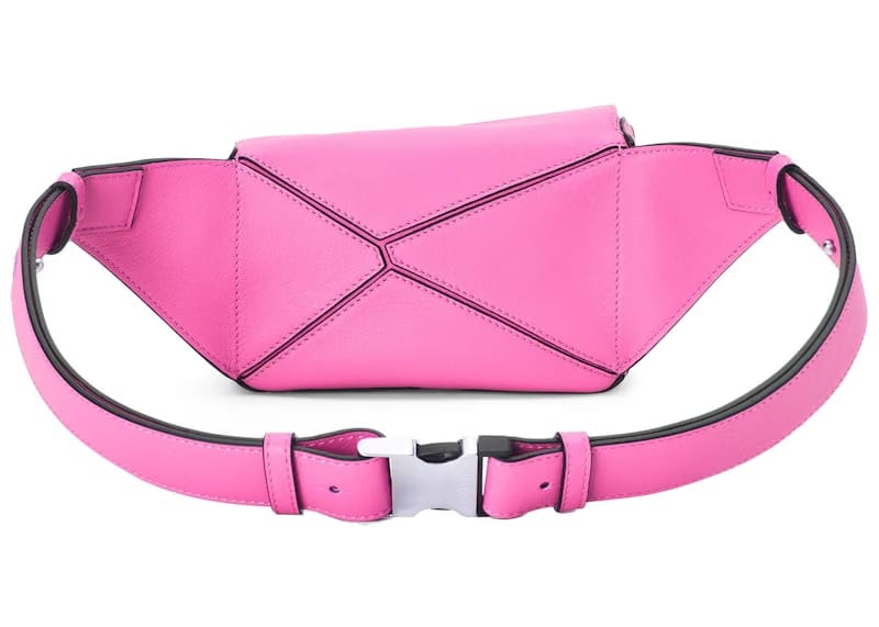 LOEWE Puzzle Bum Bag in Classic Calfskin Mini Neon Pink
