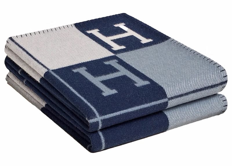 Hermes Avalon III Throw Blanket Ecru/Caban