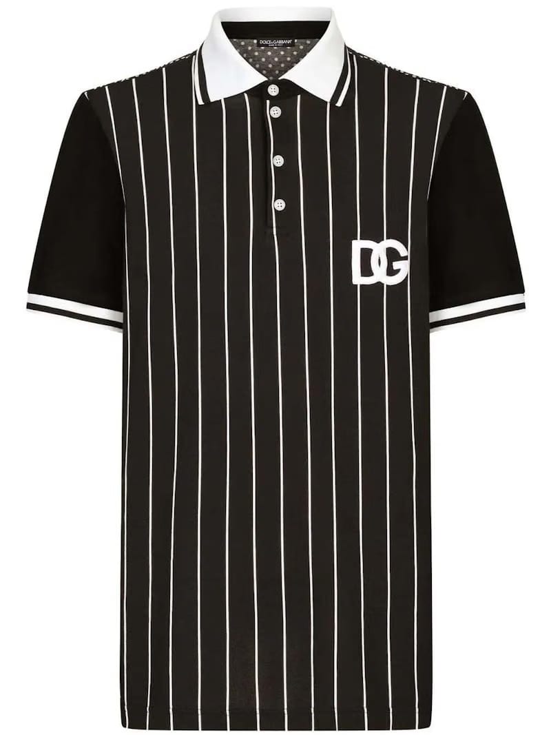 Dolce & Gabbana DG Patch Shorts-Sleeved Polo Black/White