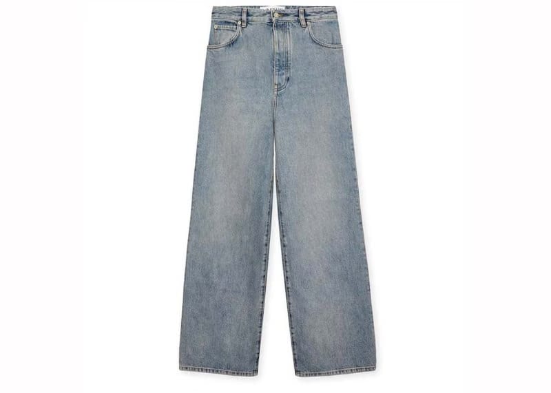 LOEWE Wide Leg Jeans in Denim Washed Denim