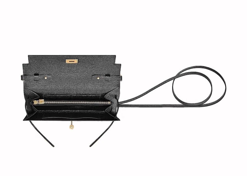 Hermes Kelly Classique To Go Wallet Chèvre Mysore Noir Gold Plated Hardware