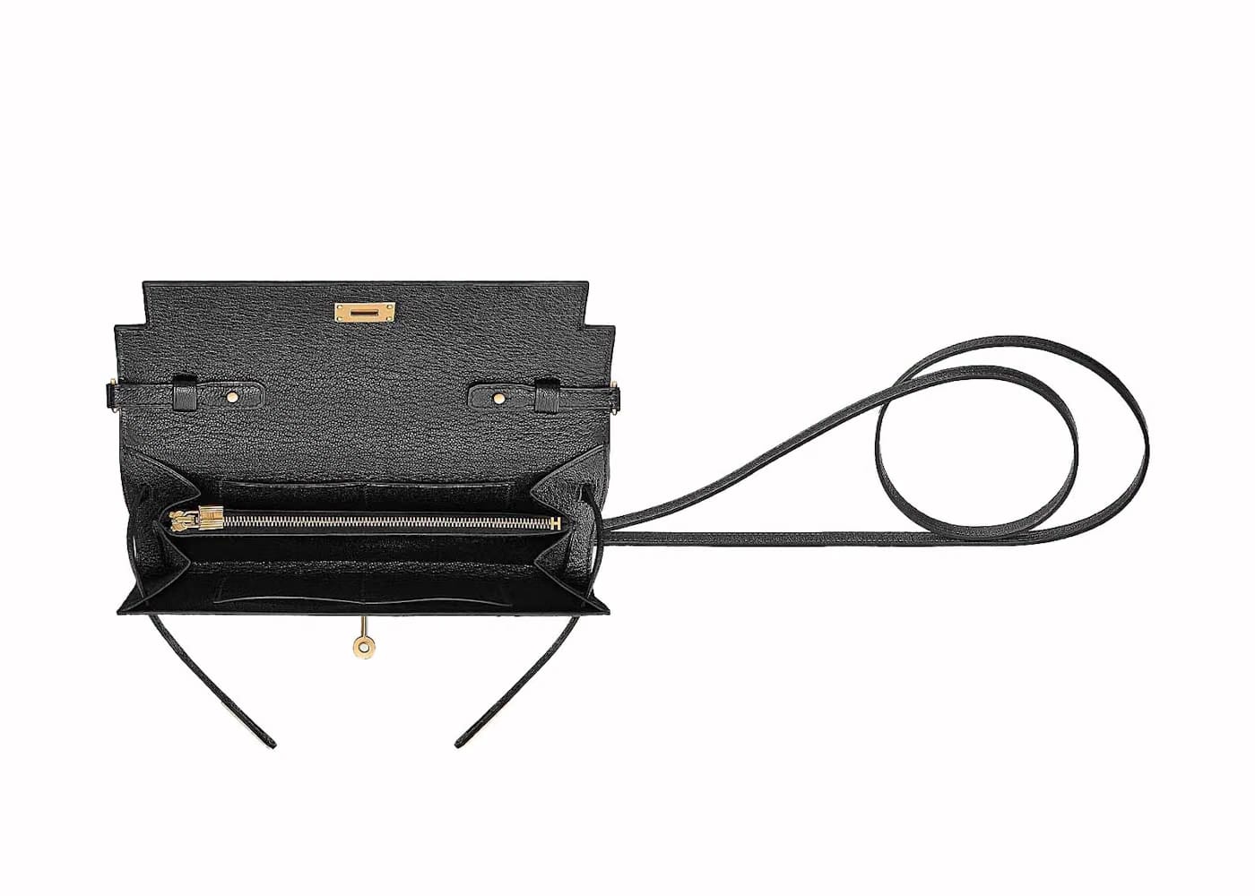 Hermes Kelly Classique To Go Wallet Chèvre Mysore Noir Gold Plated Hardware