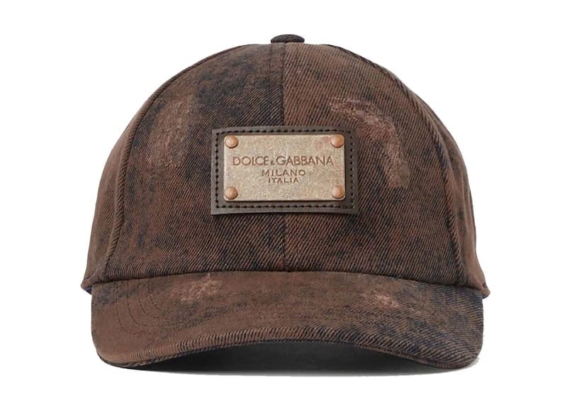 Dolce & Gabbana Distressed Logo Plaque Cap Brown