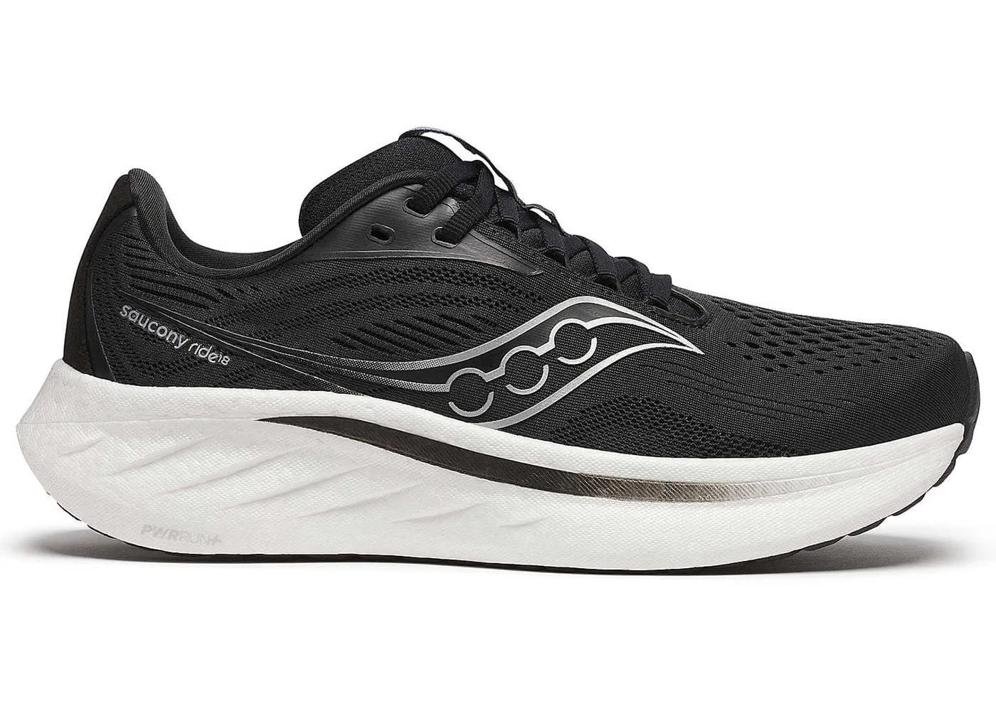 Saucony Ride 18 Black White Womens