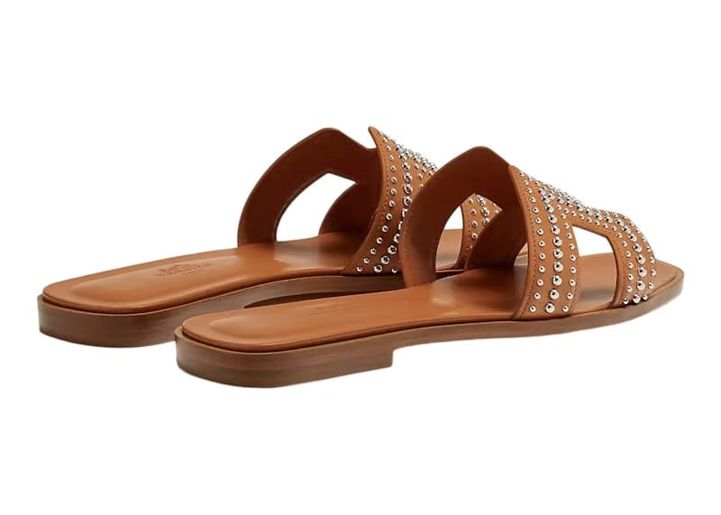 Hermes Oran Sandal Naturel Mini Stud Calfskin Leather