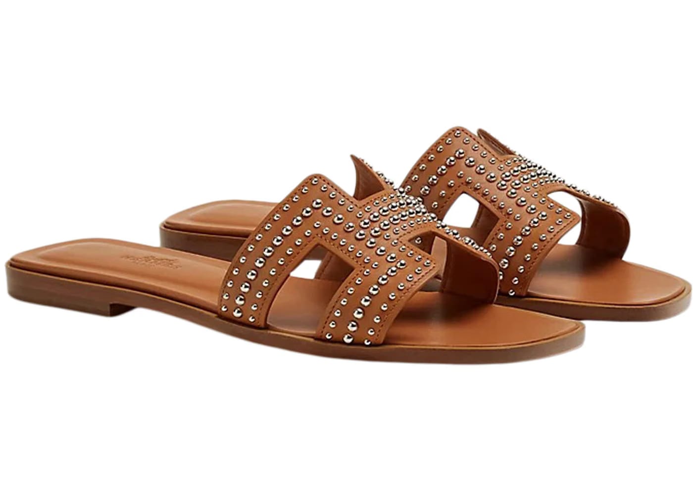 Hermes Oran Sandal Naturel Mini Stud Calfskin Leather