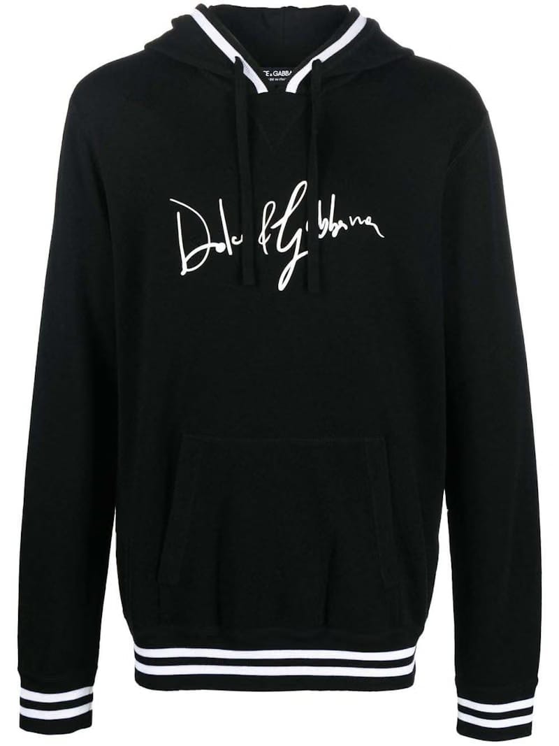 Dolce & Gabbana Logo-Print Detail Drawstring Hoodie Black