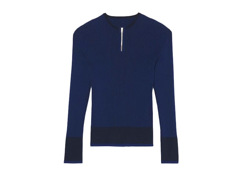 Jacquemus La Maille Giallo Zipped Scuba Knit Sweater Dark Navy
