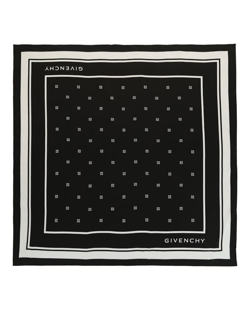 Givenchy Silk Logo Scarf Black White