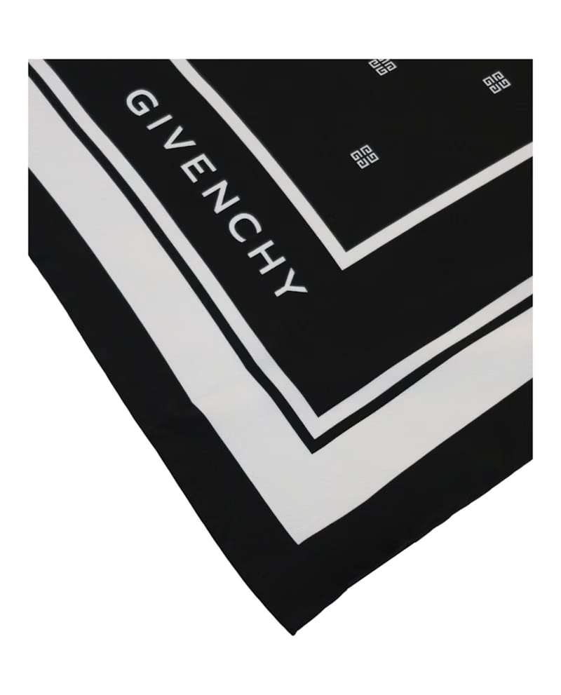 Givenchy Silk Logo Scarf Black White