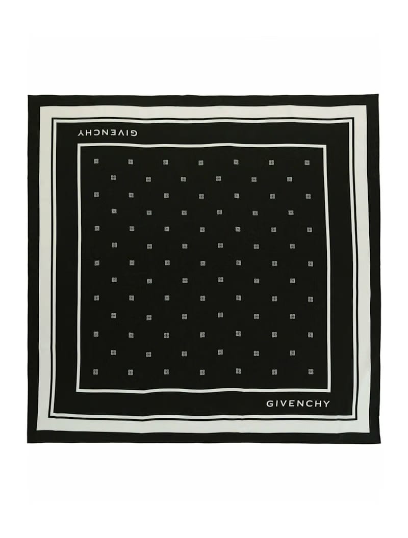 Givenchy Silk Logo Scarf Black White