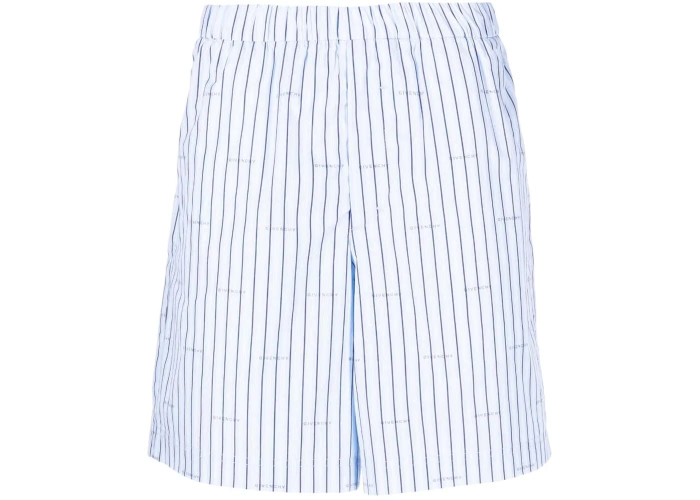Givenchy Allover Logo Striped Shorts Blue