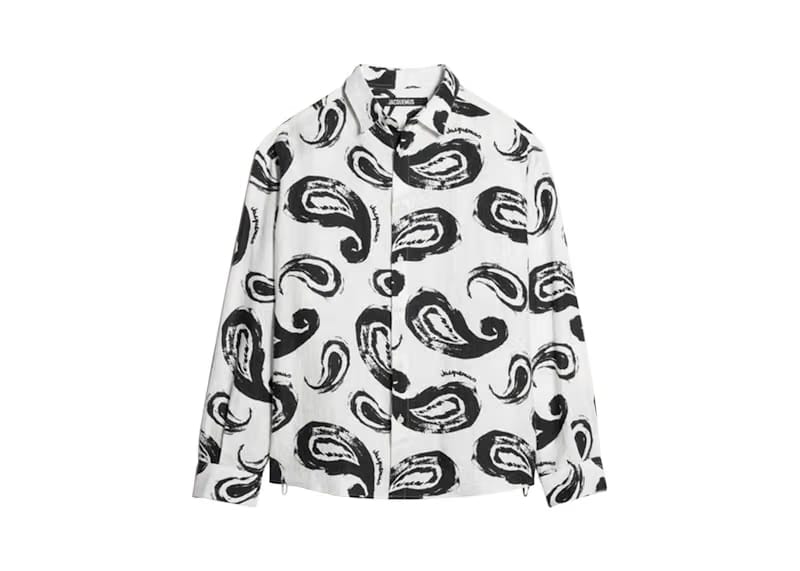 Jacquemus La Chemise Simon Painted Paisley Shirt Print White/Black Paisley