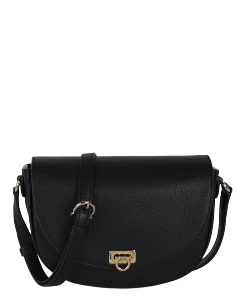 Ferragamo Gancini Buckle Crossbody Black