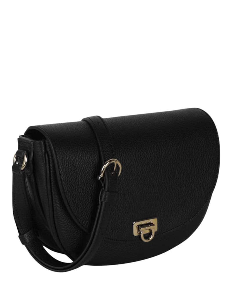 Ferragamo Gancini Buckle Crossbody Black