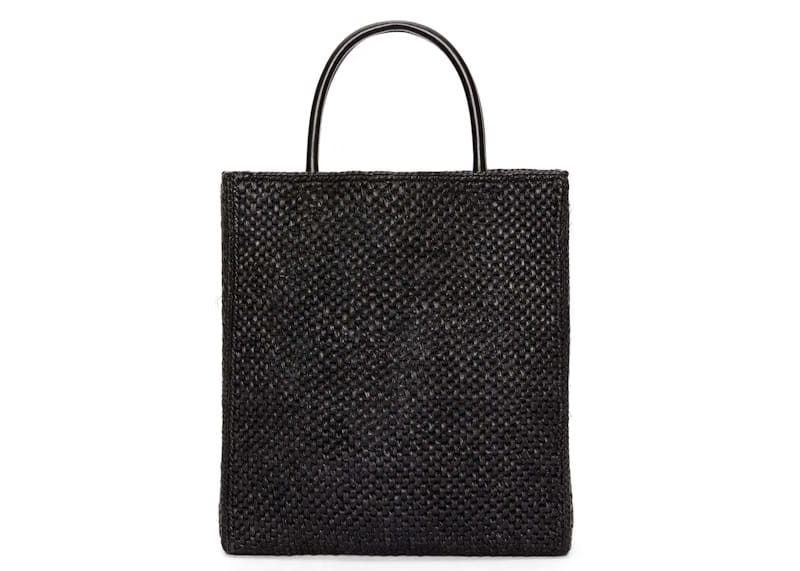 LOEWE Standard A4 Tote Bag In Raffia Black/White