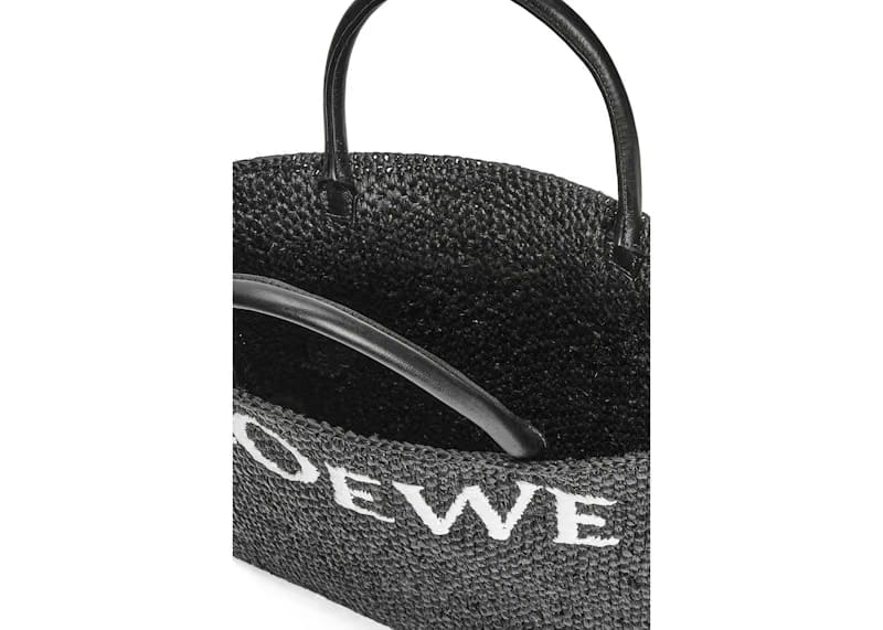 LOEWE Standard A4 Tote Bag In Raffia Black/White