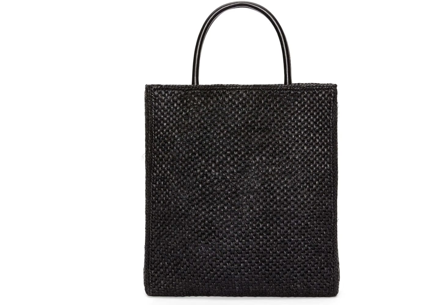 LOEWE Standard A4 Tote Bag In Raffia Black/White