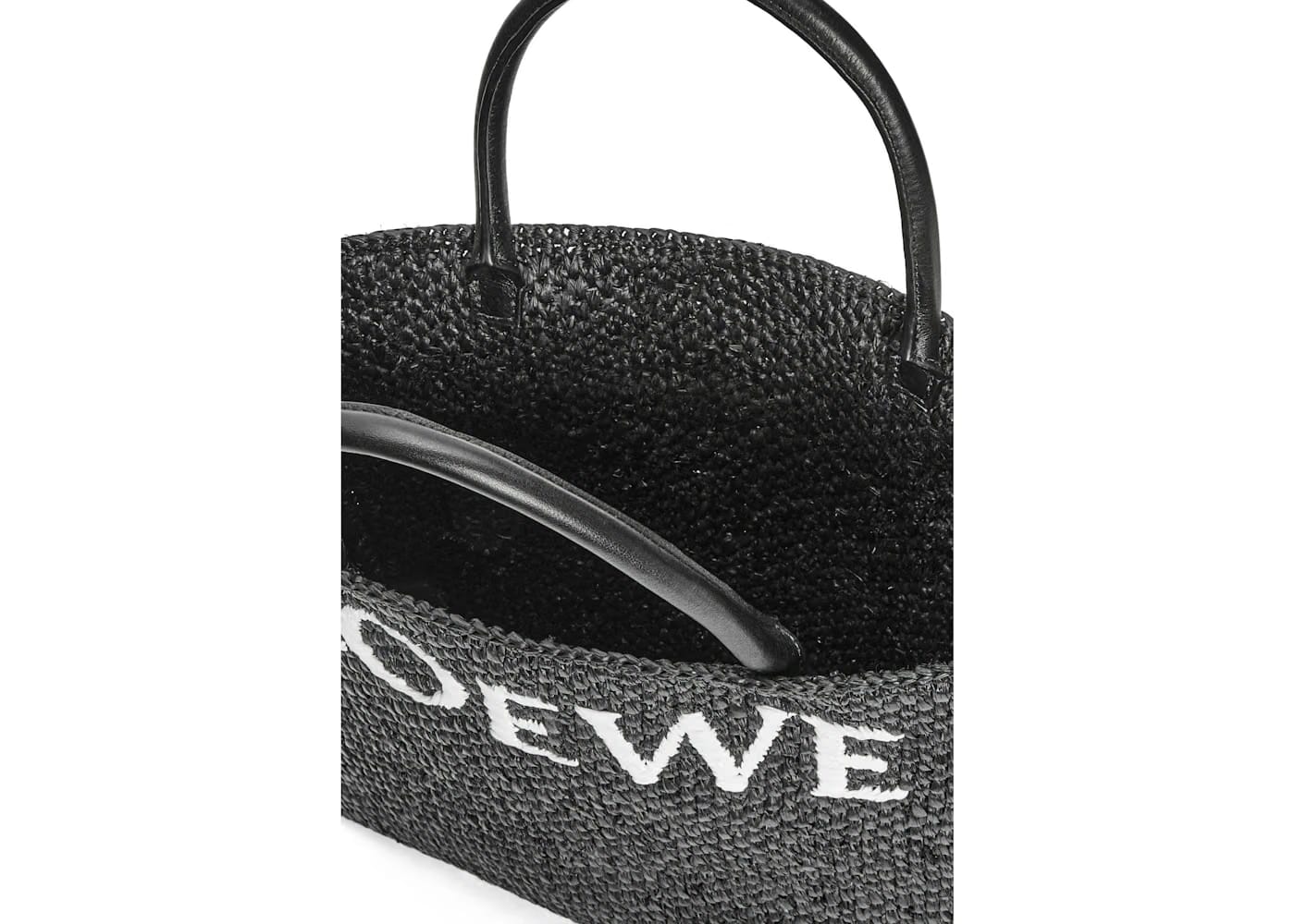 LOEWE Standard A4 Tote Bag In Raffia Black/White