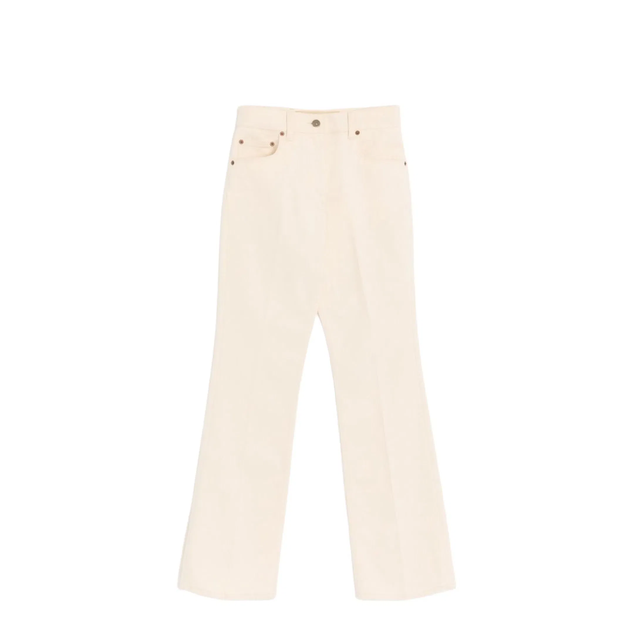 Flared Denim Jeans Beige