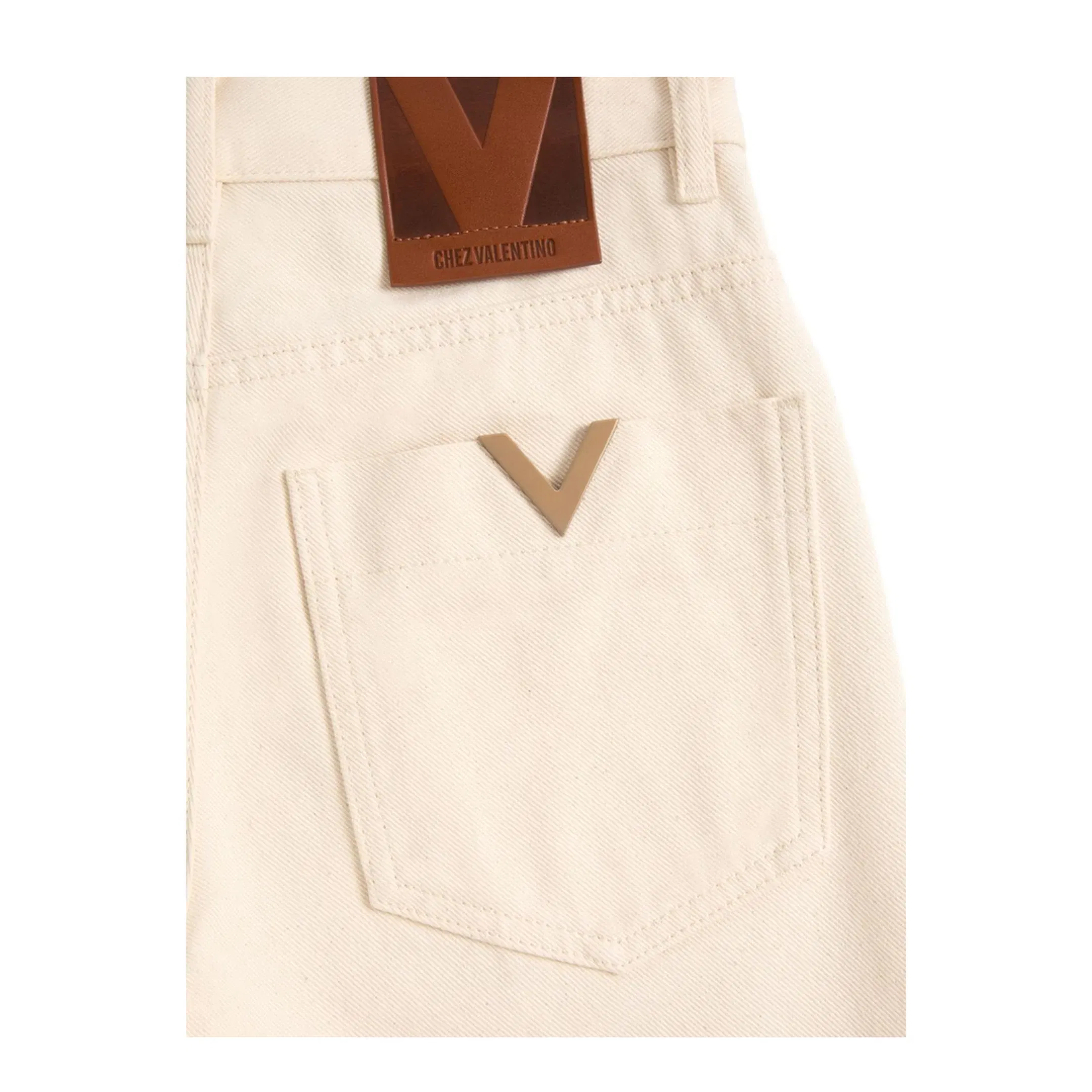 Flared Denim Jeans Beige