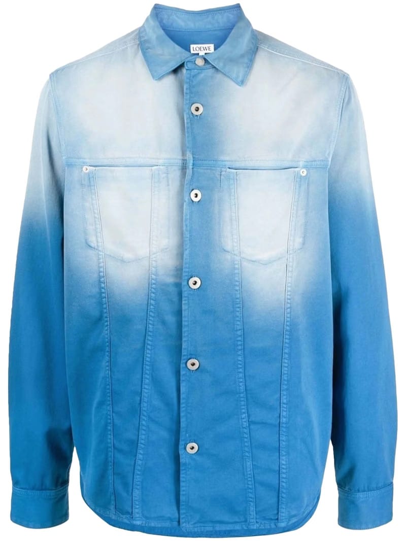 LOEWE Sunbleach Denim Regular Fit Overshirt Shirt Blue