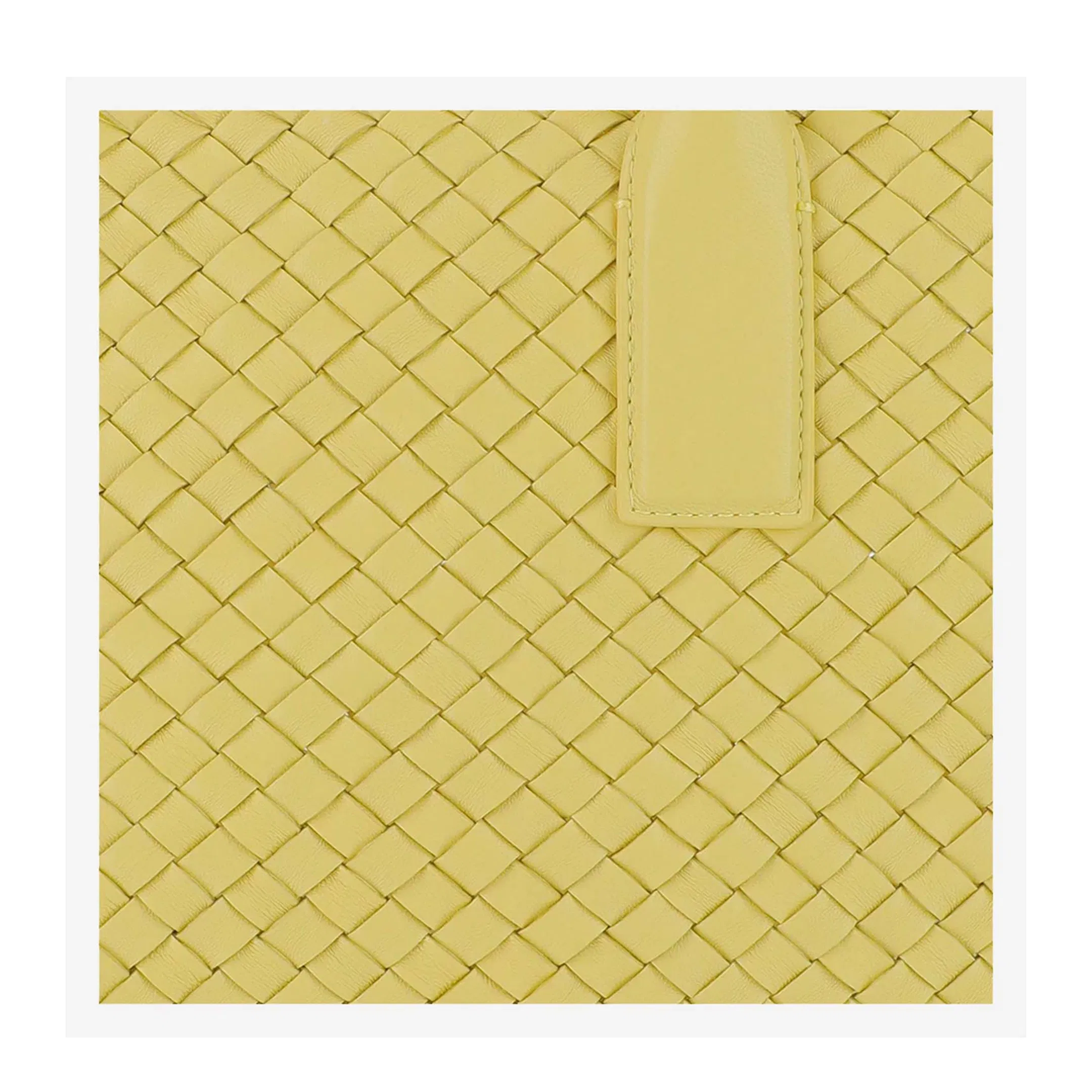 Woven Small Leather Tote Bag - Yellow