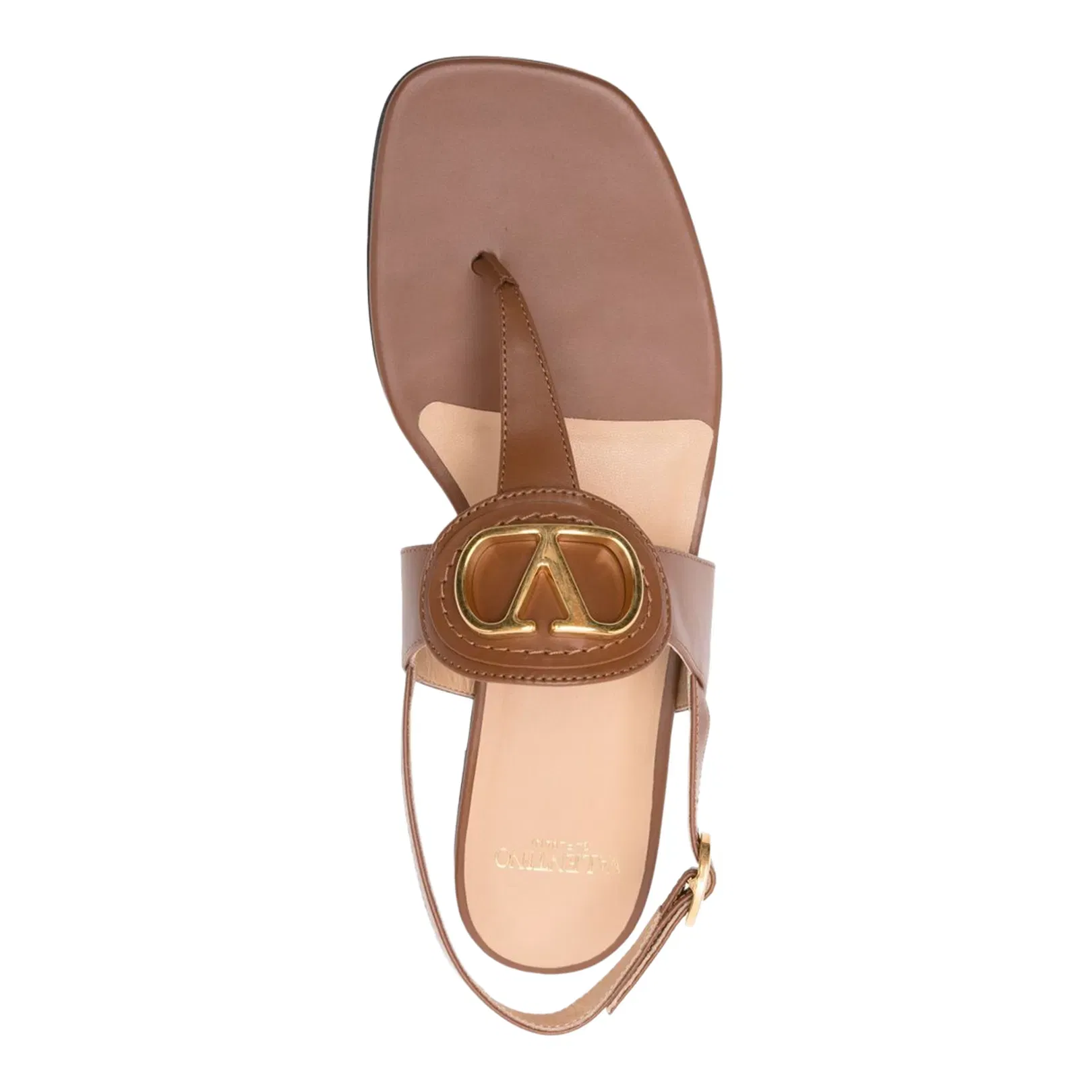 Brown Leather Vlogo Thong Sandals