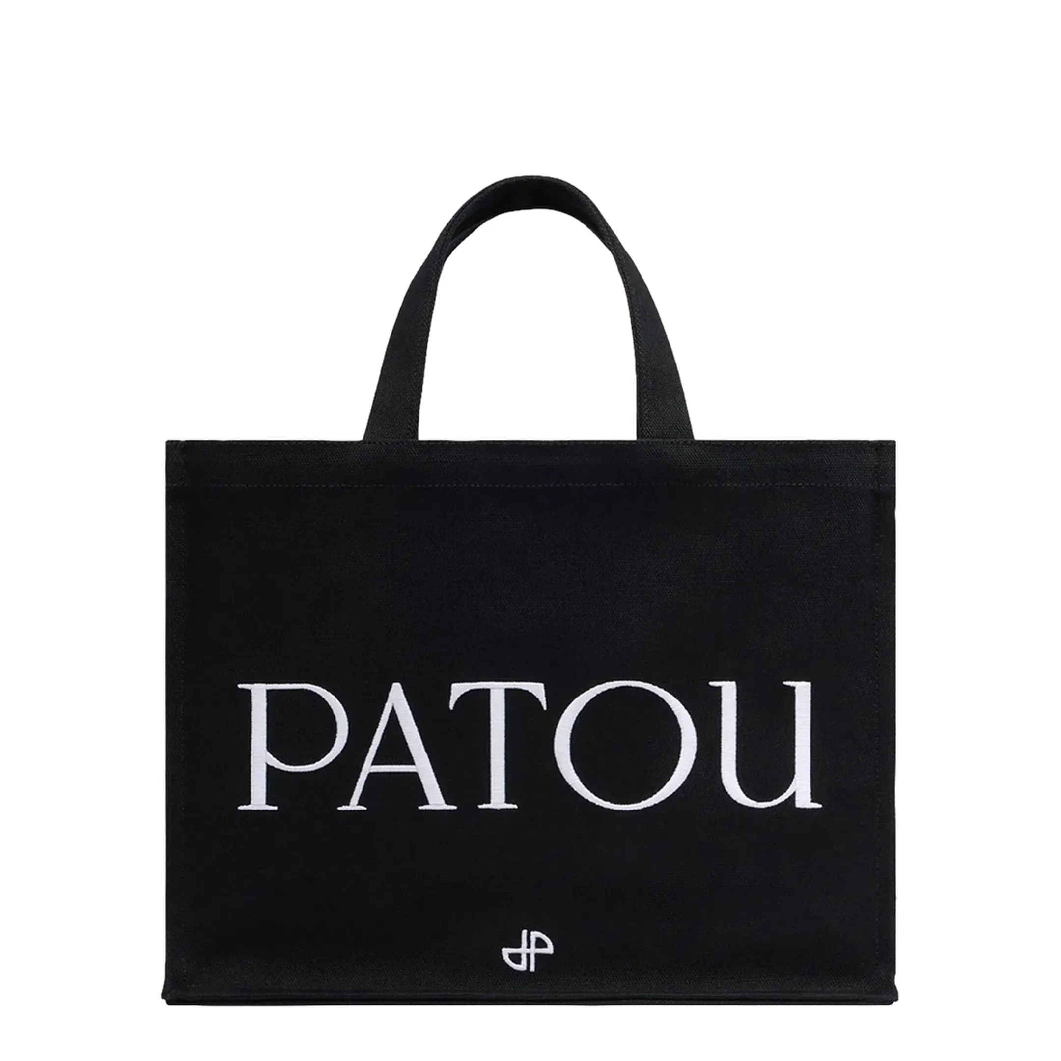 Patou Medium Cotton Canvas Tote Bag - Black