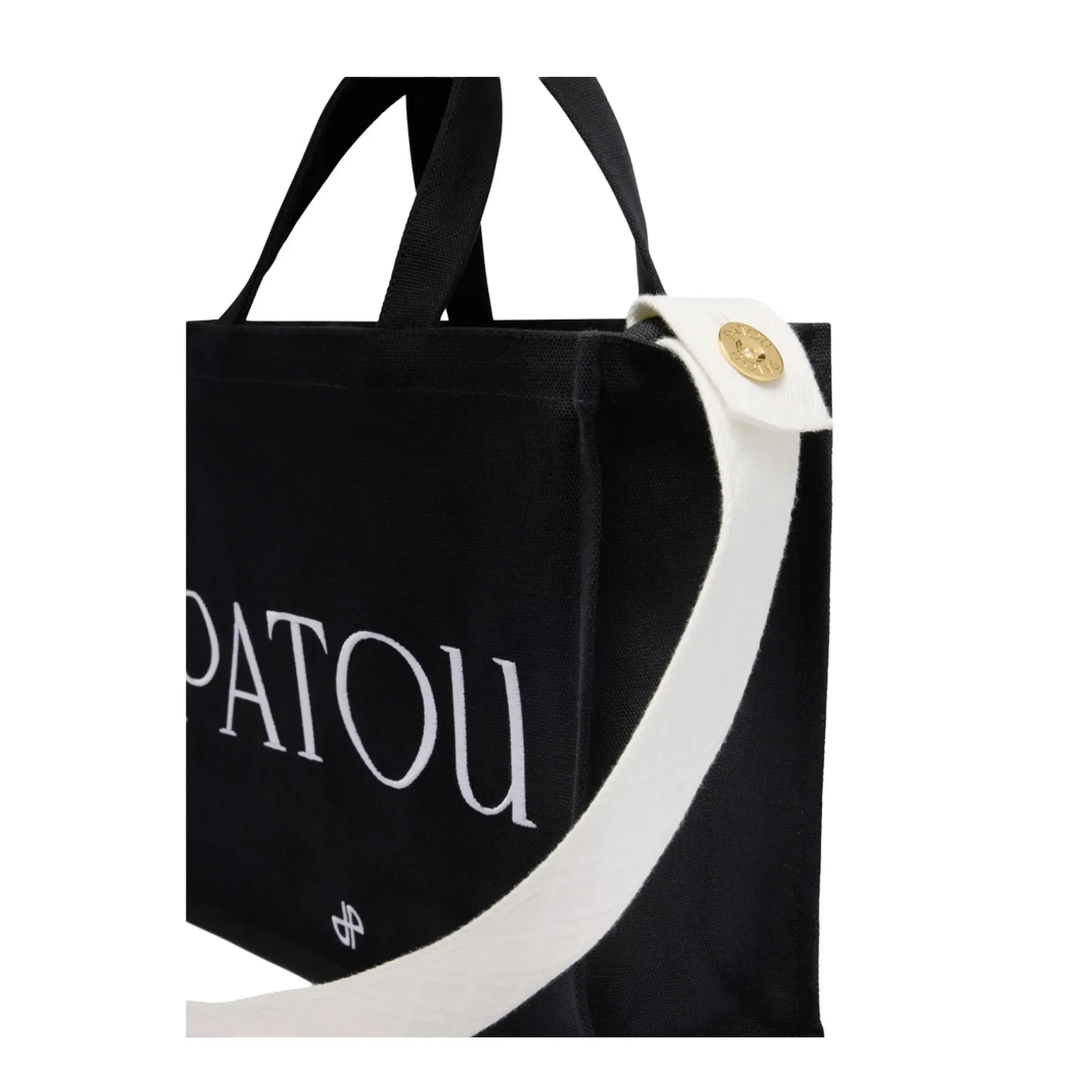 Patou Medium Cotton Canvas Tote Bag - Black