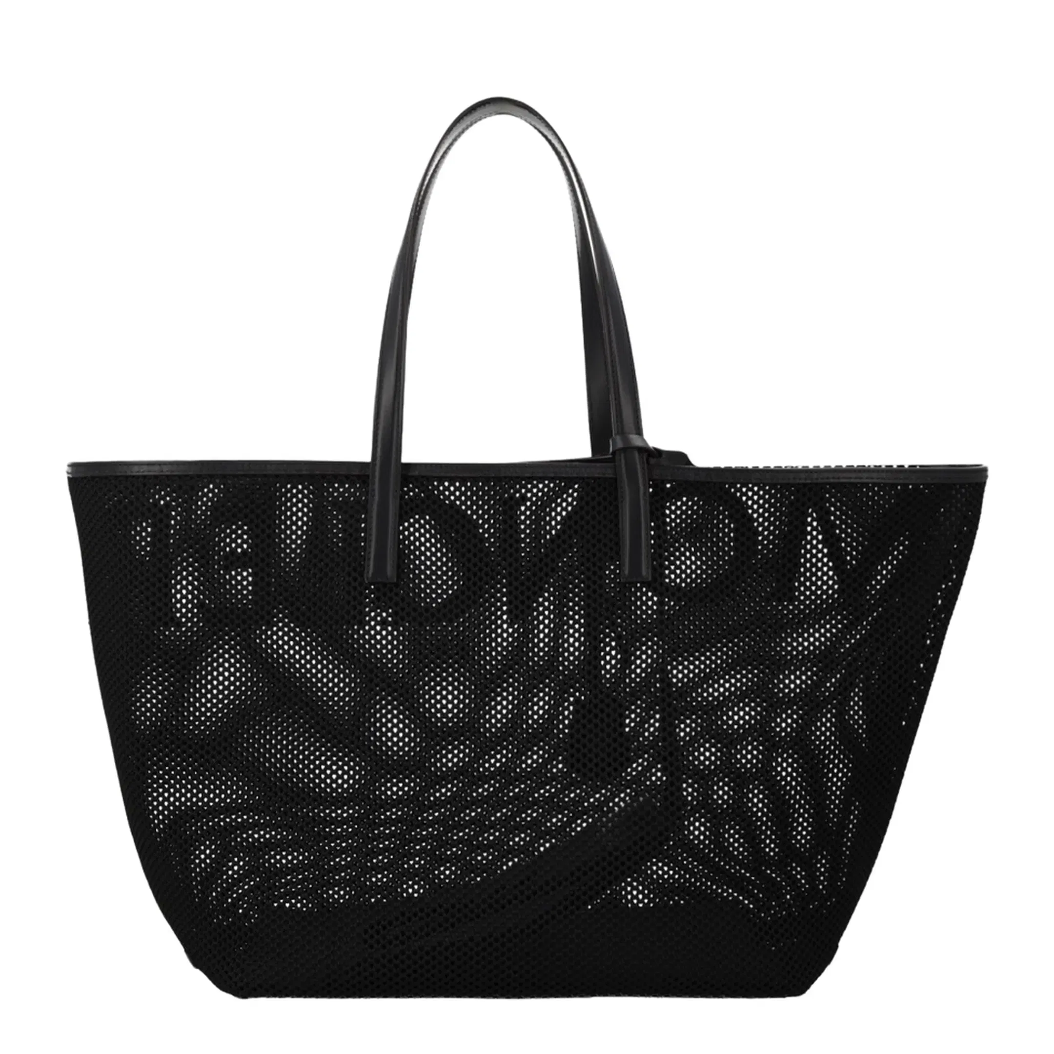 Very Mesh & Leather Tote Bag - Black